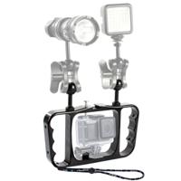 PULUZ Dual handheld duik Lichtarm CNC aluminium Mount met Lanyard voor DJI osmo actie GoPro nieuwe HERO/HERO7/6/5/5 sessie/4 sessie/4/3 +/3/2/1 Xiao