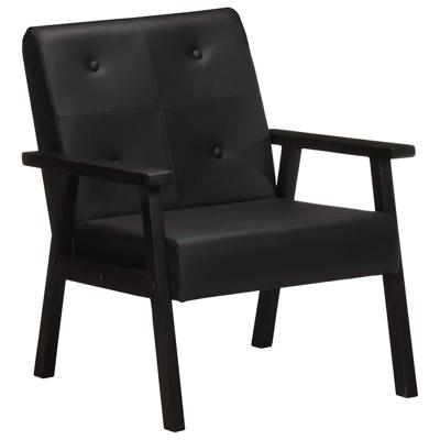 Fauteuil echt leer zwart