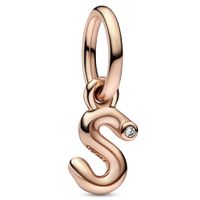 Pandora 782478C01 Hangbedel Letter S Script Alphabet zilver-zirconia rosekleurig-wit - thumbnail