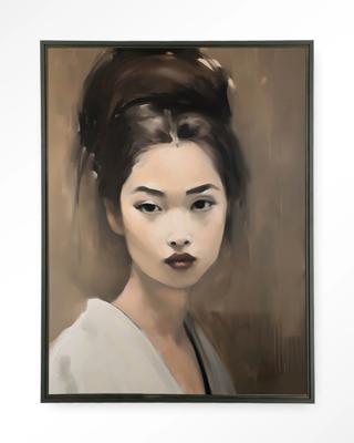 Urban Cotton Wandkleed 'Adakachi' 145 x 190cm in Floating Frame - black