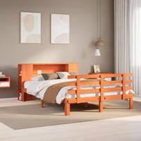 Bed met boekenkast zonder matras grenenhout wasbruin 140x190 cm