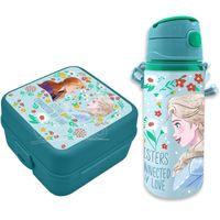 Disney Frozen lunchbox set voor kinderen - 2-delig - licht blauw - kunststof/aluminium