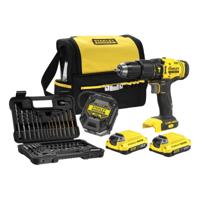 Stanley FATMAX SFMCD711DSA V20 18V 2.0Ah Schroefklopboormachine Met 2 Accu&apos;s en 50-Delige Accessoireset in Softbag - SFMCD711DSA-QW