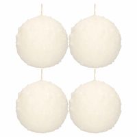 4x Witte sneeuwbal bolkaarsen 8 cm 36 branduren