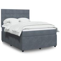 Boxspring met matras fluweel donkergrijs 140x190 cm