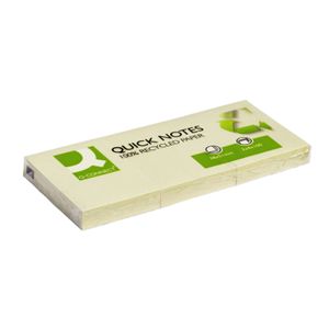 Q-CONNECT Quick Notes Recycled, ft 38 x 51 mm, 100 vel, pak van 3 blokken, geel