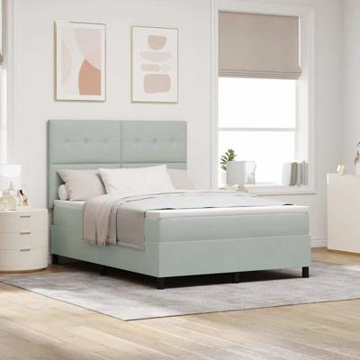 Boxspring bed met matras Lichtgrijs 140 x 190 cm Fluweel