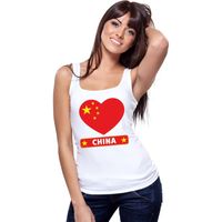 China hart vlag singlet shirt/ tanktop wit dames