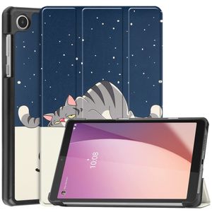 Lunso - Lenovo Tab M8 Gen 4 (8 inch) - Tri-Fold Bookcase hoes - Lazy Cat
