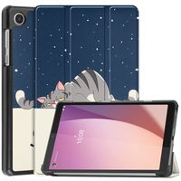 Lunso - Lenovo Tab M8 Gen 4 (8 inch) - Tri-Fold Bookcase hoes - Lazy Cat