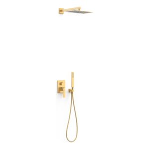 Regendouche set Tres Slim | Inbouw | Mengkraan | 2-weg | Vierkant | 24k Goud mat