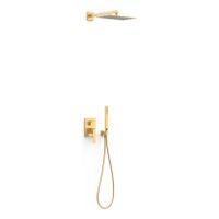 Regendouche set Tres Slim | Inbouw | Mengkraan | 2-weg | Vierkant | 24k Goud mat