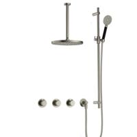 Hotbath Cobber X - CX7067 - Inbouw Regendoucheset - Geborsteld Nikkel - 2 Stopkranen - Thermostatisch - Plafondbuis 30 cm - Hoofddouche 200 mm - Ronde Handdouche 3 Standen - Glijstang 900 mm - Waterbesparend