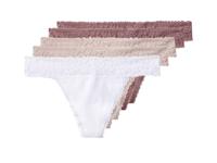 esmara Set van 5 dames strings (Roze/wit, M (40/42))