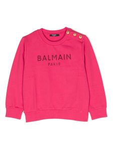 Balmain Kids sweat en coton à logo strassé - Rose