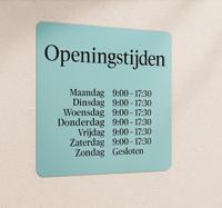 Turquoise openingstijden etalage sticker