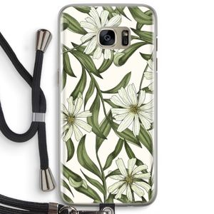 Wit bloemenpatroon: Samsung Galaxy S7 Edge Transparant Hoesje met koord