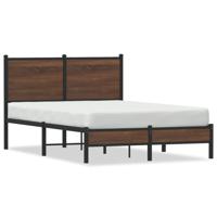 Bedframe met hoofdbord metaal bruin eikenkleurig 120x190 cm - thumbnail