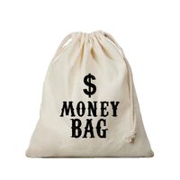 Canvas geldzak Moneybag met dollar teken wit 25 x 30 cm verkleedaccessoires   -