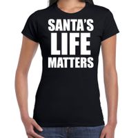 Santas life matters Kerst t-shirt / Kerst outfit zwart voor dames - thumbnail