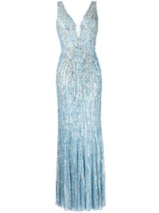 Jenny Packham robe longue sans manches Raquel ornée de cristal - Bleu