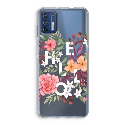 Hello in flowers: Motorola Moto G9 Plus Transparant Hoesje