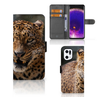 OPPO Find X5 Pro Telefoonhoesje met Pasjes Luipaard - thumbnail