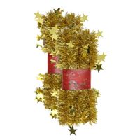 2x stuks lametta kerstslingers met sterretjes goud 200 x 6,5 cm - Kerstslingers - thumbnail
