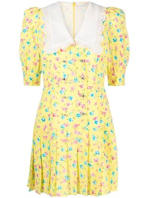 Alessandra Rich robe courte à fleurs imprimées - Jaune