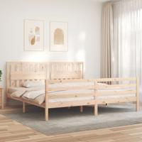 Bedframe met hoofdbord massief hout 200x200 cm