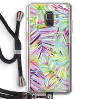 Tropical Palms Blue: Samsung Galaxy A8 (2018) Transparant Hoesje met koord