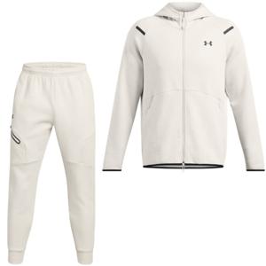 Under Armour Unstoppable Fleece Joggingpak Hooded Full-Zip Wit Zwart