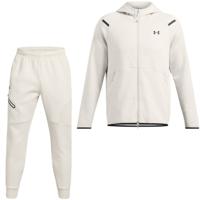 Under Armour Unstoppable Fleece Joggingpak Hooded Full-Zip Wit Zwart