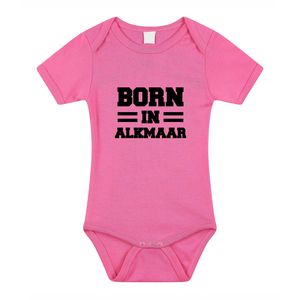 Born in Alkmaar kraamcadeau rompertje roze meisjes