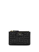 Balmain porte-cartes zippé en cuir - Noir