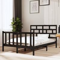 Bedframe massief grenenhout zwart 135x190 cm