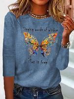 Butterfly Long sleeve Loose Casual T-Shirt