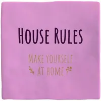 Plenty Gifts tegeltje keramiek house rules 10x10cm roze