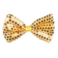 Goud vlinderstrikje met pailletten 11 cm voor dames/heren - thumbnail