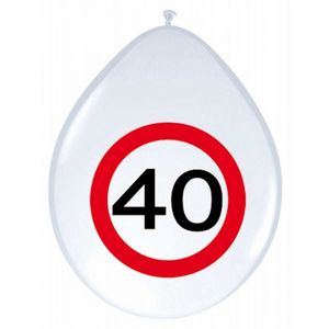 16x stuks Ballonnen stopbord 40 jaar   -