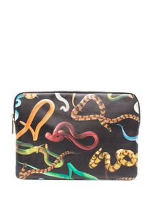 Seletti pochette d'ordinateur à imprimé peau de serpent - Noir