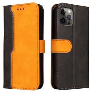 iPhone 7 hoesje - Bookcase - Koord - Pasjeshouder - Portemonnee - Tweekleurig - Kunstleer - Zwart/Oranje