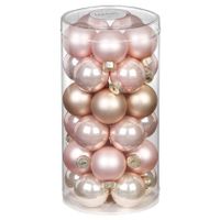 30x stuks kleine glazen kerstballen parel roze 4 cm