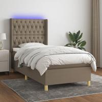 Boxspring met matras en LED stof taupe 90x190 cm