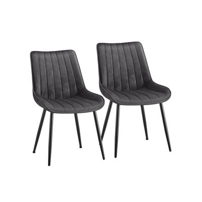 Fluwelen eetkamerstoelen met gebogen rugleuning, grijs + inktzwart Fluwelen eetkamerstoelen met gebogen rugleuning, grijs + inktzwart