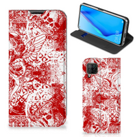 Mobiel BookCase Huawei P40 Lite Angel Skull Rood