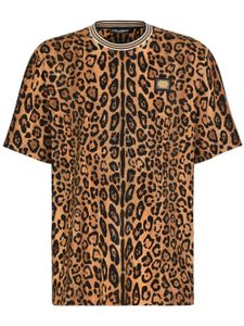 Dolce & Gabbana leopard-print cotton T-shirt - Marron