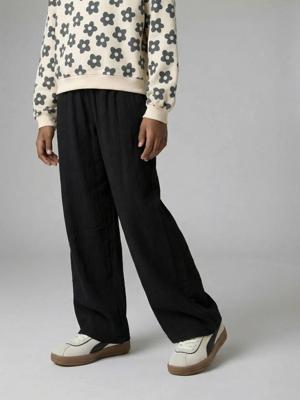 Wijde broek voor meisjes van tricot antraciet