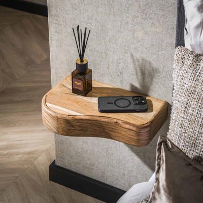 LifestyleFurn Hangend Nachtkastje 'Nairoby' Acaciahout, Set van 2 stuks