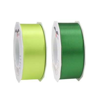 Glorex hobby - Satijn cadeau inpak deco sierlint - 2 tinten groen - 25 meter x 4 cm